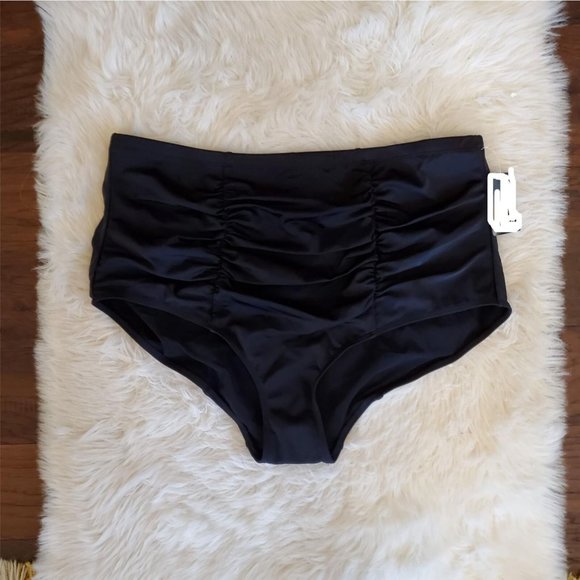 torrid Swim Torrid Nwt High Waisted Ruched Swim Bottoms 2 2x Black